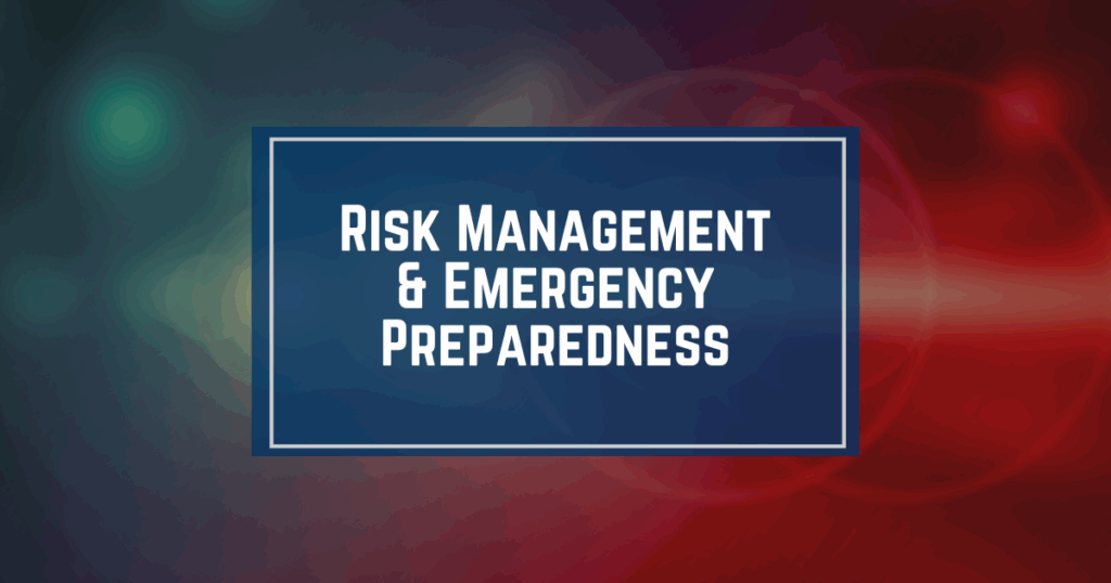 Graphic with the words Risk Management & Emergency Preparedness, representing church safety planning